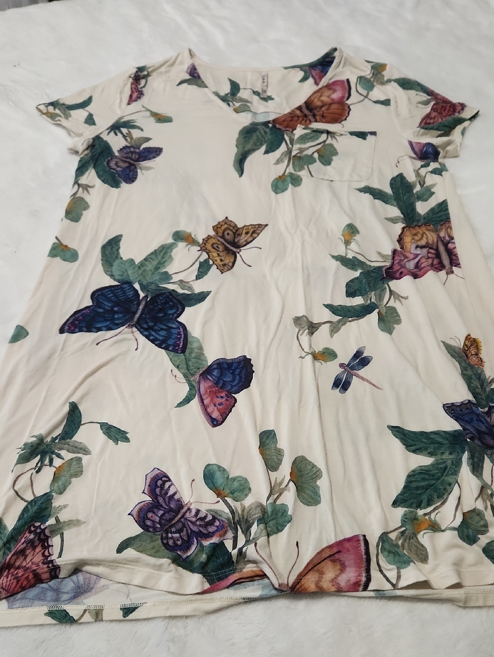 Soma Cream Floral & Butterfly Short Sleeve Nightshirt